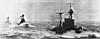 780x303, 44kb - 5-я эскадра Гранд-Флита в море. Головной - "Malaya"